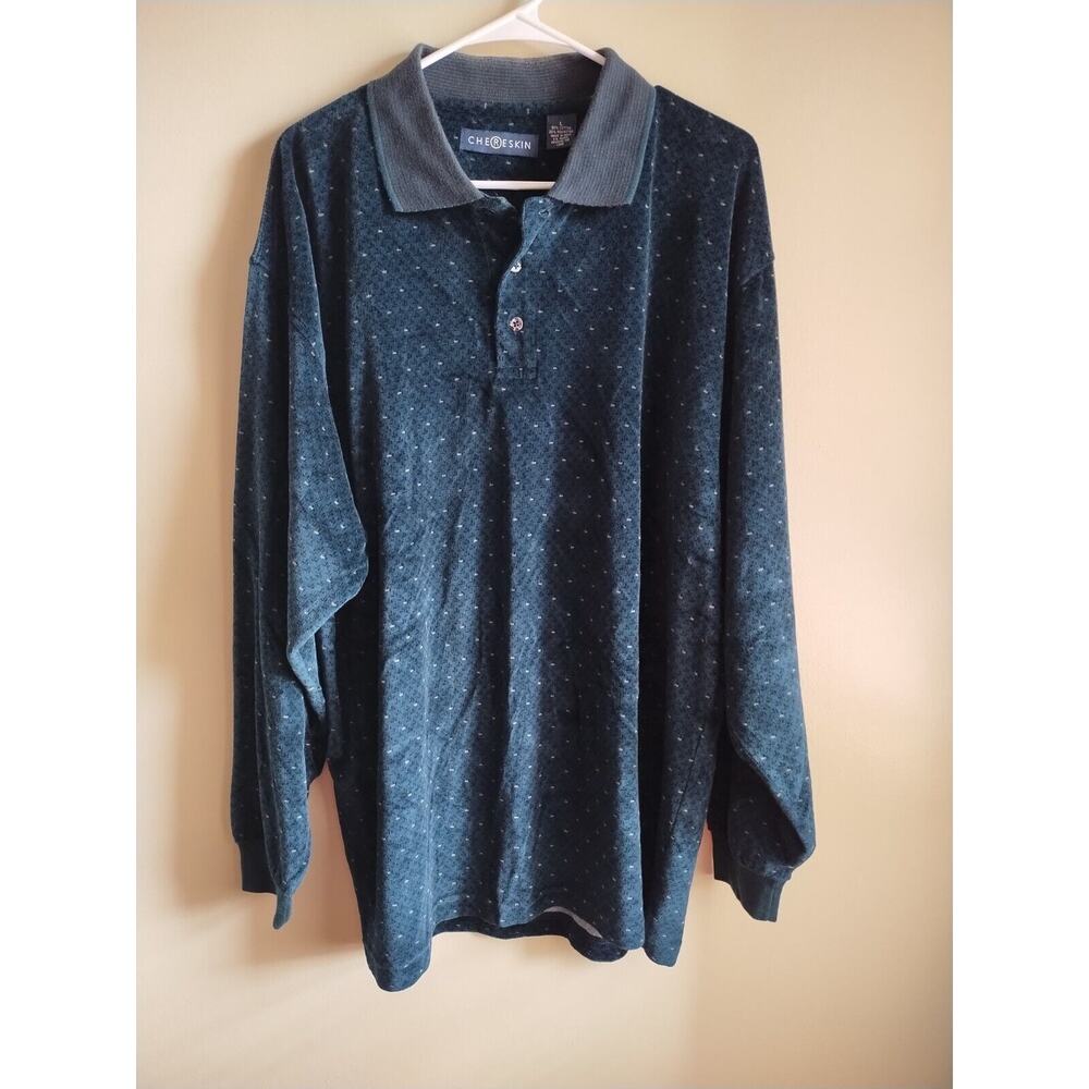 Vintage Chereskin Long Sleeve Polo Green Soft Velour Men’s Large